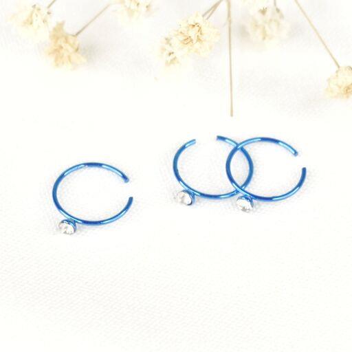 پیرسینگ استیل آبی نگین دار کد7709